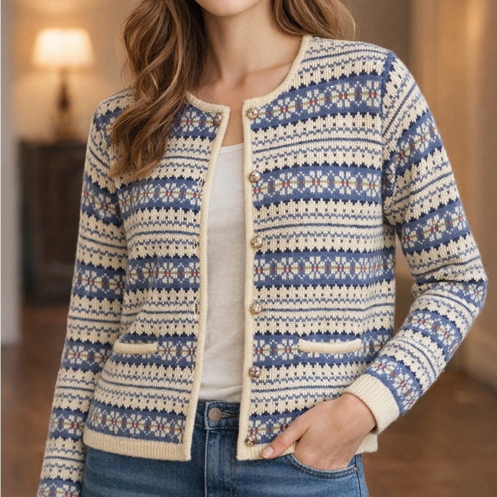 Vintage Style Hasting and Smith Cardigan Sweater Button Front Petites Small